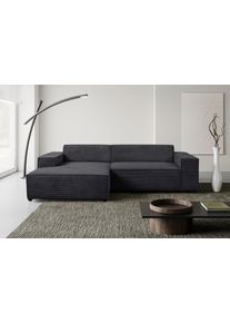 Ecksofa WERK2 "Trento 268 x 163 cm zeitlos, elegant & bequem, kubisches Design", anthrazit, B:268cm H:70cm T:163cm, 90% Polyester, 10% Nylon, Sofas, Ecksofa, Cord, L-Form, extra weiche und tiefe Sitzfl&auml;che