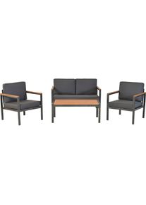 Gartenlounge-Set MERXX "&raquo;Kavos&laquo;", grau (grau, graphit, graphit), Aluminium, Kunststoff, Sitzm&ouml;bel-Sets, Gartenlounge-Set, Tischplatte und Applikationen aus Kunststoff in Holzoptik