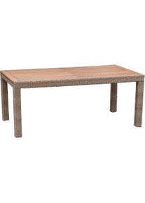 Gartentisch Merxx, braun (schilf, schilf, natur), B:180cm H:76cm T:100cm, Aluminium;Kunststoffgeflecht;100% FSC Akazienholz, Tische, Gartentisch, ausziehbar