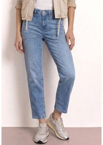Loose-fit-Jeans Street One, Damen, Gr. 27, L&auml;nge 28, blau (medium blau random washed), Denim/Jeans, Obermaterial: 98% Baumwolle, 2% Elasthan, unifarben, loose fit lang, Jeans Loose-fit-Jeans, Barrel Leg