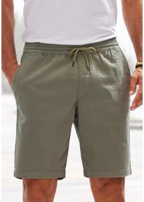 Shorts John Devin "Schlupf Bermuda, Jogger Shorts", Herren, Gr. L (52/54), N-Gr, gr&uuml;n (khaki), Web, Obermaterial: 97% Baumwolle, 3% Elasthan, unifarben, regular fit kurz, Hosen Shorts, kurze Hose aus elastischer Baumwoll-Qualit&auml;t