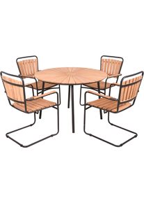 Garten-Essgruppe Garden Pleasure "COVINA", schwarz, braun, schwarz, B:220cm H:90cm T:220cm, Holz teilmassiv, Stahl, Sitzm&ouml;bel-Sets, Garten-Essgruppe, einfache Montage