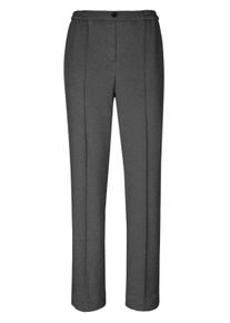 Schlupfhose GOLDNER "Kurzgr&ouml;&szlig;e W&auml;rmende Jerseyhose mit Schlupfbund", Damen, Gr. 20, K-Gr, grau (grau, melange), Obermaterial: 70% Baumwolle CO. 30% Polyester PES., normal, Hosen Schlupfhose, Abgesteppte Biesen f&uuml;r eine gepflegte Optik