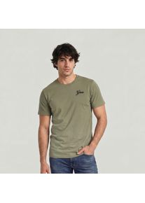 G-Star Raw T-Shirt G-STAR "Script r t", Herren, Gr. XL, gr&uuml;n (shamrock), Jersey, Obermaterial: 100% Baumwolle, unifarben, regular fit h&uuml;ftbedeckend, Rundhals, abgesteppte Kante, Shirts T-Shirt, aus Baumwolle, Regular Fit