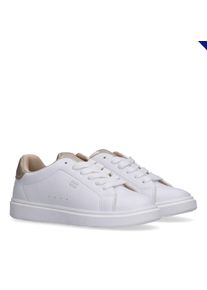 Sneaker Tommy Hilfiger, M&auml;dchen, Gr. 38, Textil, wei&szlig; (wei&szlig;, metallic), Lederimitat, Schuhe Sneaker, Schn&uuml;rschuh, Halbschuh, Capsule Sneaker mit farblicher Logoverzierung