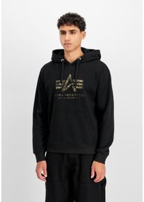 Hoodie Alpha Industries "Basic BL Effect Print Hoodie", Herren, Gr. L, schwarz, Obermaterial: 80% Baumwolle, 20% Polyester, regular fit, Sweatshirts Hoodie