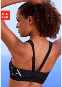 active by Lascana Sport-BH LASCANA ACTIVE, Damen, Gr. 110, Cup B, blau (schwarz), Trikot, Obermaterial: 78% Polyester (COOLMAX), 12% Baumwolle, 10% Elasthan, BHs Sport-BH, ohne B&uuml;gel, mit Rei&szlig;verschluss & breiten Tr&auml;gern