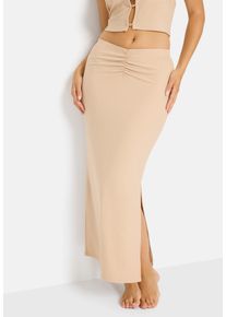 Maxirock LSCN BY LASCANA, Damen, Gr. 42, beige (sand), Rippware, Obermaterial: 63% Polyester, 33% Viskose, 4% Elasthan, unifarben, figurbetont kn&ouml;chelfrei, R&ouml;cke Maxirock