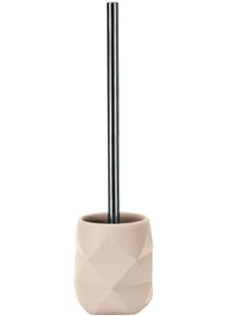 WC-Garnitur Kleine Wolke "Crackle", beige (sandbeige), B:10,6cm H:39cm L:10,6cm, Polyresin (Kunststein), Reinigungsb&uuml;rsten, WC-Garnitur