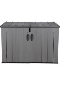 M&uuml;lltonnenbox Lifetime "Ger&auml;teschrank Greg", braun (grau, braun), B:191,1cm H:132,2cm T:108cm, Kunststoff, Polyethylen (PE), Aufbewahrungsboxen, M&uuml;lltonnenbox, Platz f&uuml;r 3 M&uuml;lltonnen je 240 L, BxHxT: 191x108x132 cm