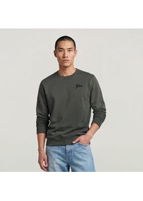 G-Star Raw Sweatshirt G-STAR "Script r sw", Herren, Gr. XL, grau (gs grau), Sweatware, Obermaterial: 55% Baumwolle, 45% Polyester, unifarben, relaxed fit h&uuml;ftbedeckend, Rundhals, Rippb&uuml;ndchen, Sweatshirts Sweatshirt, aus Baumwoll-Mix, Logoschriftzug