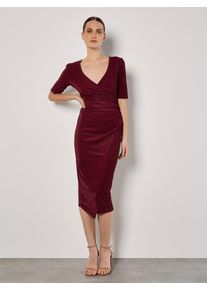 Midikleid Apricot "Midikleid", Damen, Gr. XL (42), N-Gr, rot (burgund), gewebt, Obermaterial: 85% Polyester PES. 8% metallisierte Fasern MTF. 7% Elasthan EL., unifarben, Kleider Midikleid, mit seitlicher Raffung