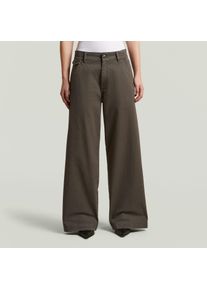 G-Star Raw Chinohose G-STAR "Helsinki Chino wmn", Damen, Gr. 26, L&auml;nge 32, braun (schwarz olive gd), Twill, Obermaterial: 97% Baumwolle, 3% Elasthan, unifarben, lang, Hosen Chinohose, mit weitem Bein, Regular Fit