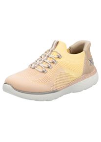 Slip-On Sneaker Rieker "Ready2GO", Damen, Gr. 39, Textil, bunt (ros&eacute;, gelb), Lederimitat, Textil, Schuhe Slip-On Sneaker, Halbschuh, Freizeitschuh, Slipper mit MemoSoft-Innensohle