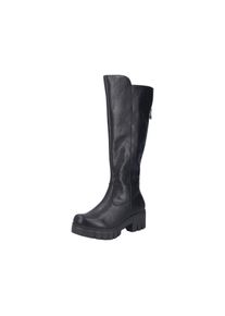 Stiefel Rieker, Damen, Gr. 40, w&auml;rmend, Varioschaft, schwarz, Lederimitat, unifarben, Schuhe Stiefel, Langschaftstiefel mit Rei&szlig;verschluss hinten und markantem Blockabsatz