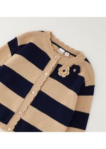 Cardigan IDO "BABY GIRL KNITWEAR", M&auml;dchen, Gr. 104, beige, 55% Baumwolle, 40% Polyamid, 5% Wolle, Strickjacken Cardigan