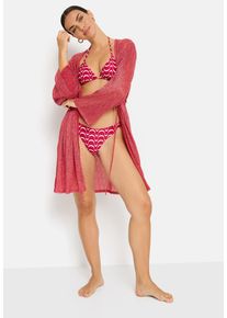 Tunika LSCN BY LASCANA, Damen, Gr. 40/42, rot, Web, Obermaterial: 50% Polyester, 50% metallisierte Fasern, leicht gl&auml;nzend, leicht transparent, unifarben, figurumspielend ca. Mitte Oberschenkel, tiefer V-Ausschnitt, gerader Abschluss, Tuniken Tunika