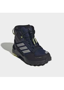 Winterstiefel adidas terrex "AX4R MID CLIMAWARM+ KIDS", Jungen, Gr. 36, blau (semi frozen lemon, legend ink, semi frozen lemon), Synthetik, Textil, Schuhe Winterstiefel, gef&uuml;ttert
