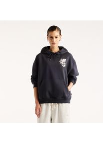 Kapuzensweatshirt New Balance "PRESSED FLOWERS HOODIE", Damen, Gr. XL, blau (schwarz night (dnt)), Obermaterial: 60% Baumwolle, 40% Polyester, Sweatshirts Kapuzensweatshirt, aus Baumwolle und Polyester, f&uuml;r Erwachsene