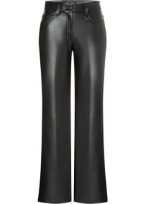 5-Pocket-Hose MAC "WIDE vegan", Damen, Gr. 36, L&auml;nge 34, schwarz, Web, Obermaterial: 52% Polyurethan, 46% Viskose, 2% Elasthan, lang, Hosen 5-Pocket-Hose, Authentische, fein gl&auml;nzende Leder-Optik