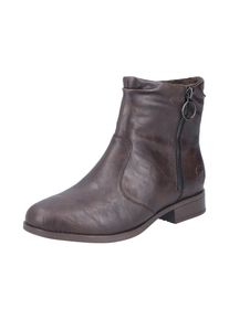 Stiefelette Rieker, Damen, Gr. 41, w&auml;rmend, braun (dunkelbraun), Lederimitat, unifarben, Schuhe Stiefelette, in Used-Optik, mit Zierrei&szlig;verschluss au&szlig;en