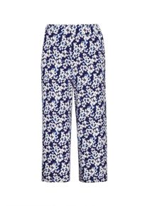 7/8-Hose GOLDNER "Kurzgr&ouml;&szlig;e Attraktive Druckhose Louisa mit weichem Fall", Damen, Gr. 20, K-Gr, blau (marine, gebl&uuml;mt), Obermaterial: 96% Viskose CV. 4% Elasthan EL., normal, Hosen 7/8-Hose, Ohne