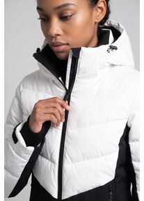 Skijacke Icepeak "Icepeak ELLINWOOD", Damen, Gr. 46, schwarz-wei&szlig; (optic wei&szlig;), Web, Obermaterial: 100% Polyester. Futter: 100% Polyester. Wattierung: 100% Polyester, normal, Jacken Skijacke, wasserabweisendes und windabweisendes Obermaterial, mit Rei&szlig;verschluss