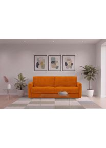 Schlafsofa Egoitaliano "Moby Designsofa, Loungesofa mit Dauerschlaffunktion", orange, B:186cm H:85cm T:96cm, 100% Polyester, Sofas, Schlafsofa, Made in Italy, Luxus-Microfaser & hoher Liegekomfort, 140x190 cm
