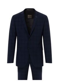 Anzug Benvenuto. "Othello Iago 360", Herren, Gr. 90, N + S Gr, blau (dunkelblau), Obermaterial: 53% Polyester PES. 43% Wolle WO. 4% Elasthan EL. 51% Acetat CA. 49% Viskose CV. 51% Acetat CA. 49% Viskose CV., kariert, slim fit, Anz&uuml;ge Anzug, mit 4-Knopf Manschette