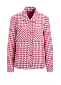Jackenblazer GOLDNER "Kurzgr&ouml;&szlig;e Blazer mit Hahnentrittmuster", Damen, Gr. 25, gr&uuml;n (pink, wei&szlig;, gemustert), Obermaterial: 62% Baumwolle CO. 23% Polyester PES. 11% Polyacryl PAN. 4% sonstige Fasern AF., Manschette, Blazer Jackenblazer, aufgesetzte Brusttaschen