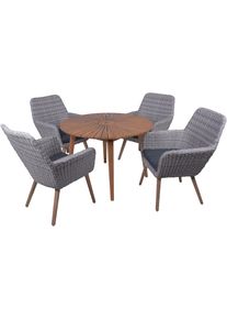 Garten-Essgruppe GARDEN PLEASURE "FREMONT/RAPALLO Set 01", blau (braun, grau, blau), Obermaterial: 100% Polyester, Sitzm&ouml;bel-Sets, Garten-Essgruppe