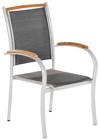 Stapelstuhl Merxx "Siena", grau (grau, holzfarben), B:62cm H:99cm T:65cm, Aluminium, Holz teilmassiv, PVC, Polyester, St&uuml;hle, Stapelstuhl, 2er Set
