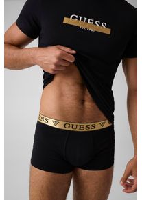 T-Shirt Guess "BOXER TRUNK + CN TEE SET", Herren, Gr. XL, jet schwarz a996, Single Jersey, Obermaterial: 95% Baumwolle, 5% Elasthan, bedruckt, gerade normal, Rundhals, abgesteppte Kante, Shirts T-Shirt, im Set mit passender Boxershorts
