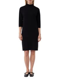 Strickkleid comma, Damen, Gr. 34, N-Gr, 3/4 Arm, Strick, schwarz, Strick, Obermaterial: 80% Viskose, 20% Polyamid, unifarben, regular fit knielang, gerader Abschluss, Kleider Strickkleid, mit &uuml;berschnittenen Schultern