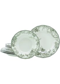 Tafelservice Creatable "Adelaide, Service 8-tlg.", gr&uuml;n, 8, Porzellan, Geschirr-Sets, Tafelservice, Teller Set, Nostalgischer Vintage Dekor, Elegante Form