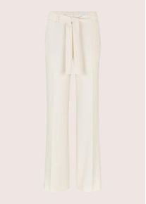 Madeleine Mode Stoffhose MADELEINE "Hose Weite Palazzohose mit Bindeband", Damen, Gr. 46, N-Gr, wollwei&szlig;, Modern, wide leg, Hosen Stoffhose, Hose mit Bindeband