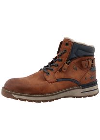 Winterboots Mustang Shoes "Maril", Herren, Gr. 46, Warmfutter, braun (cognacfarben), Lederimitat, kontrastfarbene Details, Schuhe Winterboots, Workerboots, Schn&uuml;rboots mit TEX-Ausstattung
