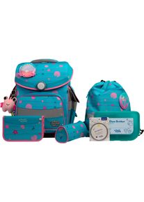 Schulranzen School-Mood "Timeless Pro", Jungen, Gr. B/H/T: 36cm x 42cm x 21cm, blau (lilly (mermaid) mit moodie charly clever), Polyester, Rucks&auml;cke Schulranzen, mit LED-Patchy