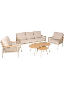 Gartenlounge-Set Garden Pleasure "TULUM", beige (sandbeige, braun, sandbeige), B:152cm H:78cm T:220cm, Aluminium, Baumwolle, Kunststoff, Sitzm&ouml;bel-Sets, Gartenlounge-Set, mit Polsterung