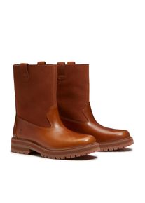 Stiefel Timberland "BRITTON DRIVE - MID PULL ON BOOT", Damen, Gr. 38, Synthetik, braun (medium braun full grain), Leder, Schuhe Stiefel