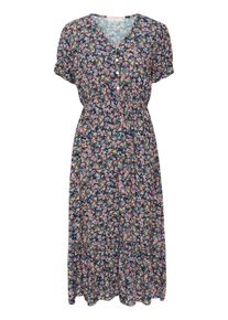 Midikleid Cream "Damen Kleid CRLina", Damen, Gr. L-XL, N-Gr, blau (navy flower print), Obermaterial: 100% Viskose CV., Kleider Midikleid