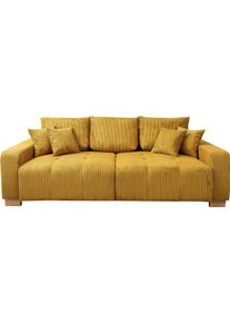 Big-Sofa WERK2 "Rimini Cord XXL Couch mit gro&szlig;er Sitztiefe, 240 cm breit, 4-Sitzer", gold, B:240cm H:87cm T:115cm, 90% Polyester, 10% Nylon, Sofas, Big-Sofa, Megasofa mit 4 Sitzpl&auml;tzen, losen R&uuml;ckenkissen & Zierkissen