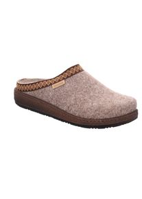 Pantoffel Rohde "Novara-D", Damen, Gr. 38, Filz, beige, braun, Schuhe Pantoffel, Hausschuh, Homeslipper, Clog mit Stickbord&uuml;re