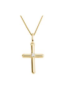 Kettenanh&auml;nger Firetti "Schmuck Geschenk Gold 333 Halsschmuck Anh&auml;nger Kreuz", gold (gelbgoldfarben, wei&szlig;goldfarben, w = wei&szlig;), Schmuckanh&auml;nger, Damen, 0,01 P2 = erkennbare Einschl&uuml;sse, Diamanten Gelbgold 333, 0,53 g, Diamanten, Gelbgold 333, Kettenanh&auml;nger, mit Brillant