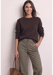 Schlupfhose Street One "Style Amalia", Damen, Gr. 36, L&auml;nge 30, sanded amber, Web, Obermaterial: 83% Polyester, 15% Viskose, 2% Elasthan. Futter: 100% Polyester, kariert, straight fit lang, Hosen Schlupfhose, Straight Leg Hose mit Karomuster und Kn&ouml;pfen