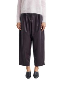 Lederimitathose comma, Damen, Gr. 38, N-Gr, plum, Web, Obermaterial: 95% Polyester, 5% Elasthan, unifarben, bequem 7/8-L&auml;nge, Hosen Lederimitathose, im gl&auml;nzenden Look / Weites Bein