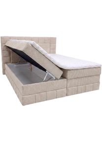 Boxbett OTTO HOME "PHILLIPA inkl. Bettkasten, LED optional, Breite: 140 oder 180 cm", beige, B:155cm L:210cm, Holz teilmassiv, Holzwerkstoff, Spanplatte, Komplettbetten, Boxbett, inkl. Kaltschaum-Topper, in verschiedenen Farben erh&auml;ltlich