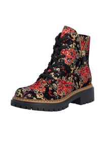 Schn&uuml;rstiefelette Rieker, Damen, Gr. 40, w&auml;rmend, bunt (schwarz, rot), Lederimitat, Schuhe Schn&uuml;rstiefelette, Schn&uuml;rboots, Blockabsatz, mit praktischem Innenrei&szlig;verschluss