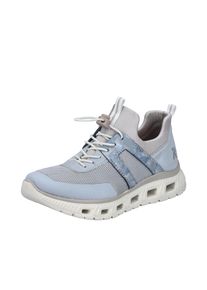 Slip-On Sneaker Rieker, Damen, Gr. 36, Textil, blau (hellblau, beige), Lederimitat, Textil, Schuhe Slip-On Sneaker, Sportschuh, Halbschuh, Freizeitschuh in veganer Verarbeitung