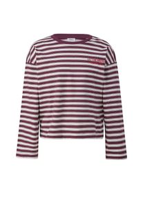 Langarmshirt s.Oliver JUNIOR, M&auml;dchen, Gr. 146, lila (burgundy), Jersey, Obermaterial: 100% Baumwolle, gestreift, regular fit h&uuml;ftbedeckend, Rundhals, abgesteppte Kante, Shirts Langarmshirt, im Streifen-Design / Baumwolle